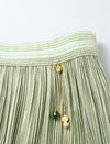 Solid Color Pleated Midi Skirt