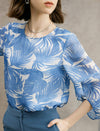 Floral Print Round Neck Puff Sleeve Top