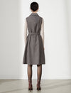 Wool Blend Sleeveless Belted Dress