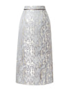 Front Slit Brocade Midi Skirt