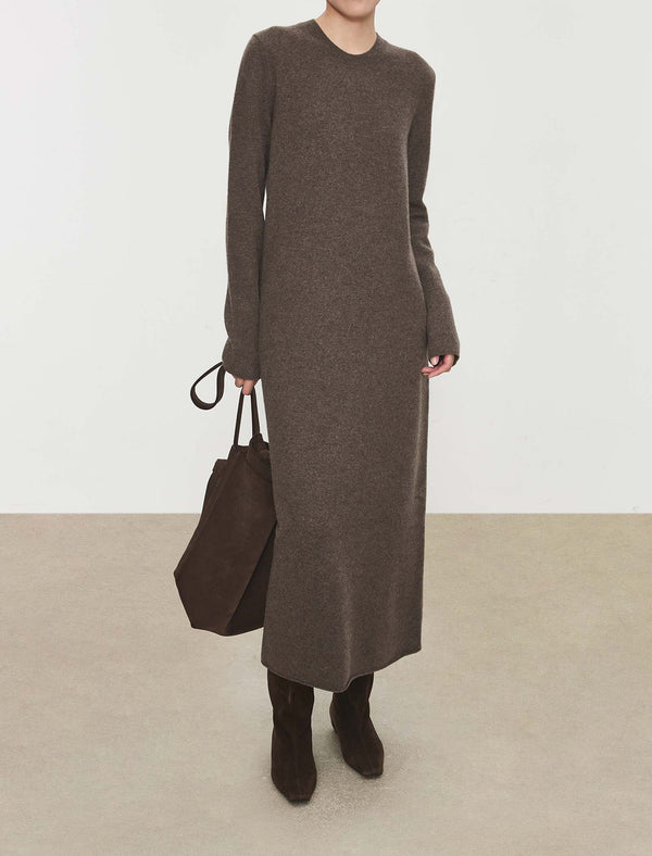 100% Wool Crew Neck Maxi Dress