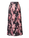 Abstract Brushstroke Print Fishtail Midi Skirt