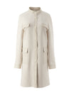Beige PU Leather Pocket Detail Trench Coat