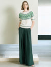 Textured High Waist Wide Leg Floor-Length Pants