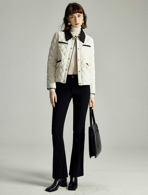 Quilted Contrast Detail Down Jacket