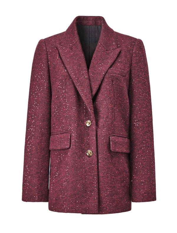 Sparkle Tweed Wool-Blend Blazer