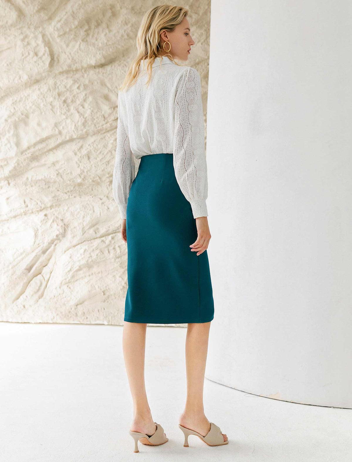 White Lace Collared Blouse