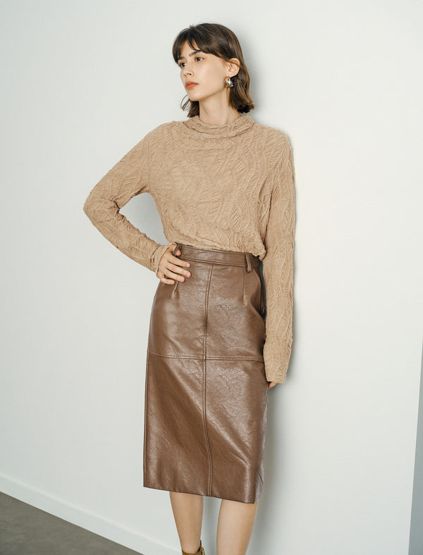 Textured Mock Neck Top