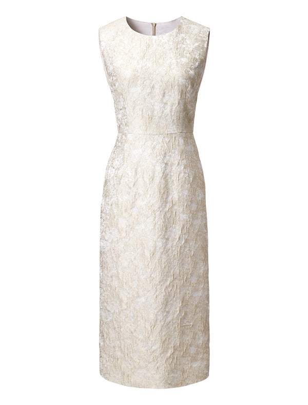 Elegant Jacquard Waist-Defining New Chinese-Style Midi Dress