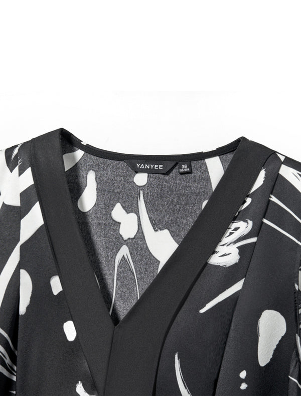 Abstract Print Sleeveless Midi Dress