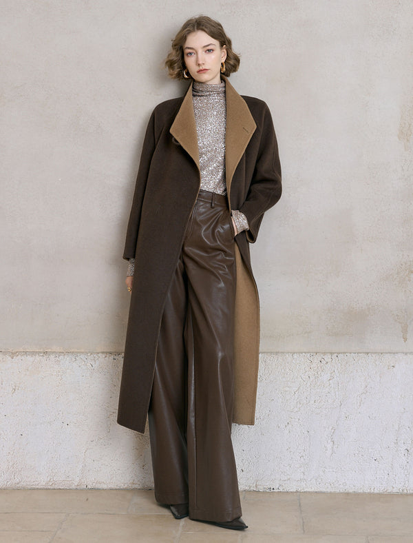 High-Waisted Faux Leather Wide-Leg Pants