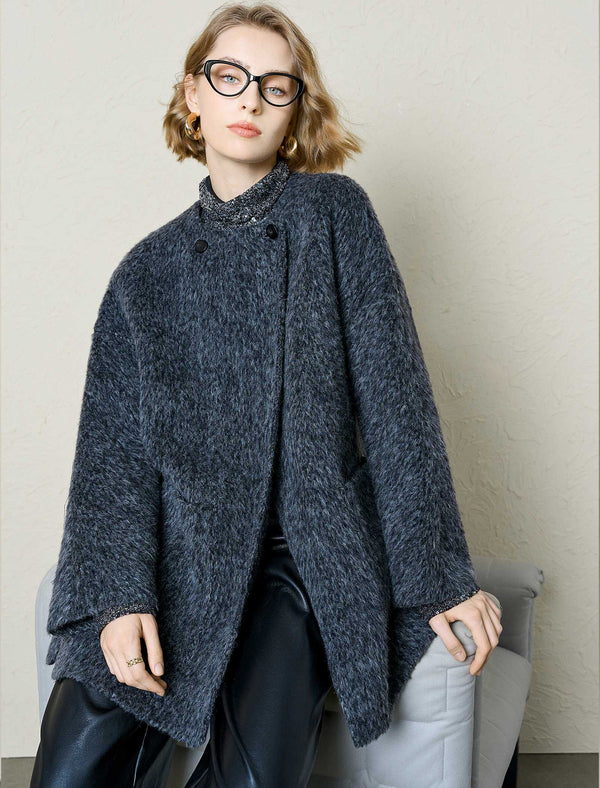 Wool-Suri Alpaca Blend Coat with Matching Scarf