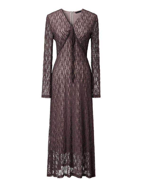 Lace Front Tie Maxi Dress