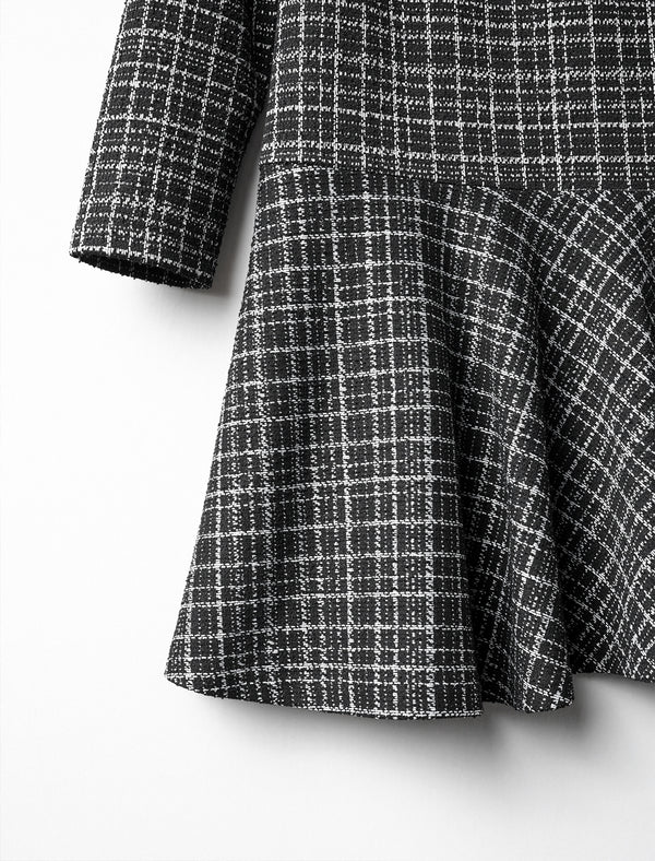 Tweed Plaid Bow Detail Dress