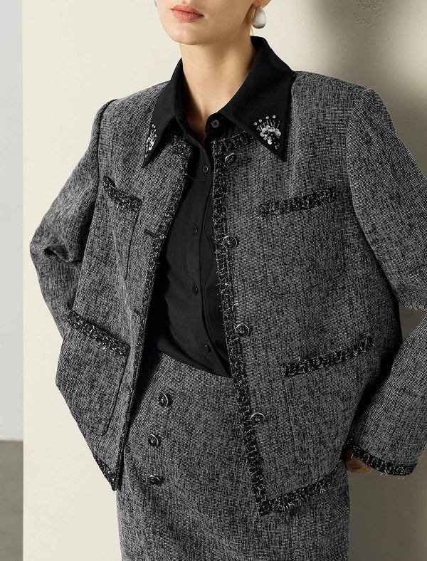 Black Trim Tweed Jacket
