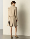 Camel Pleated A-Line Skirt