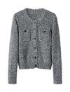 Wool Blend Vintage Round Neck Knit Cardigan