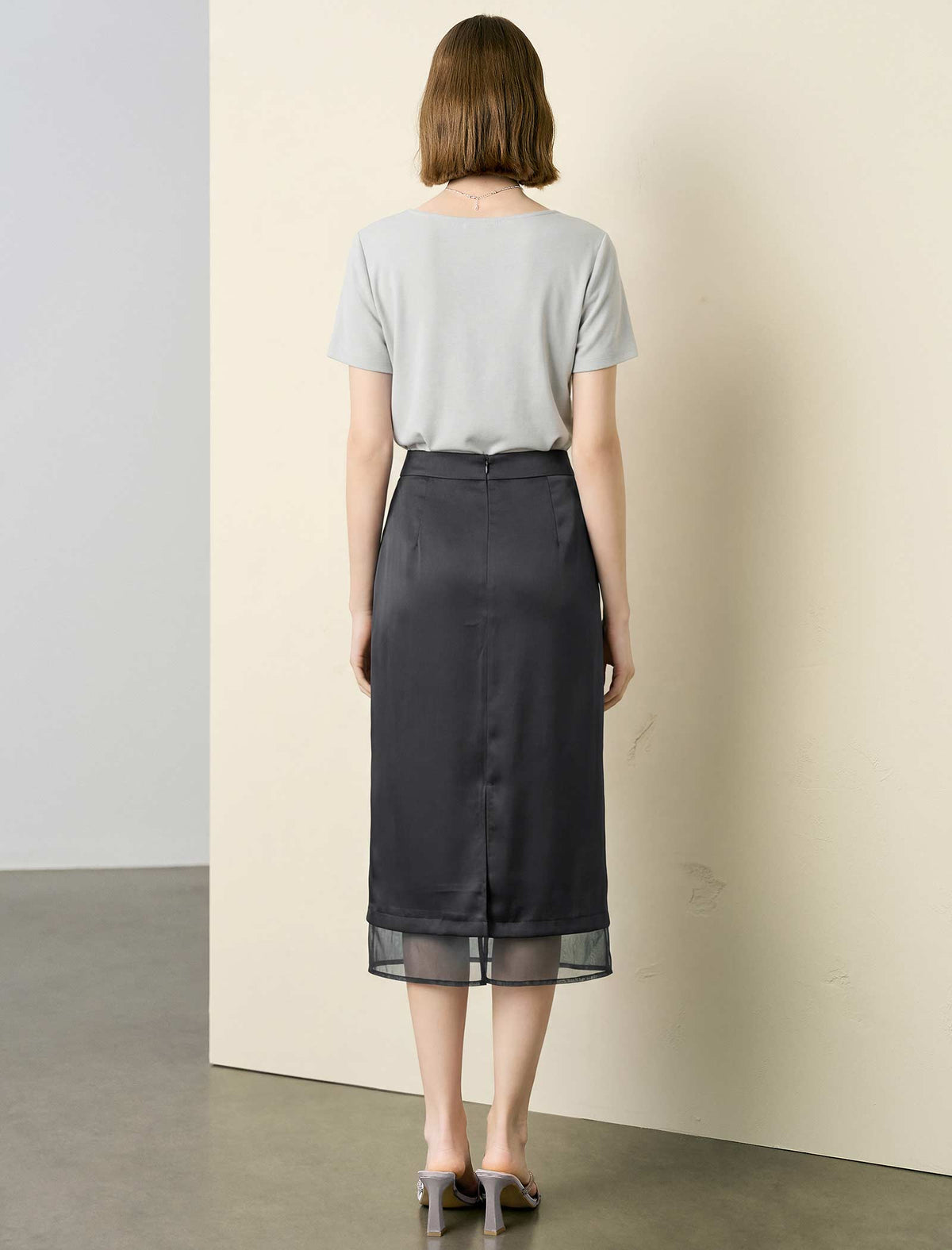Cowl‑Neck Lace‑Panel Knit Top
