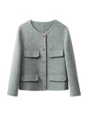 Wool Decorative Pockets Cropped Coats