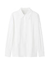White Minimalist Loose Lapel Long-Sleeve Shirt