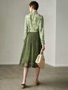 Olive Green Mesh Midi Skirt