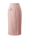Dusty Pink High-Waisted Pencil Midi Skirt