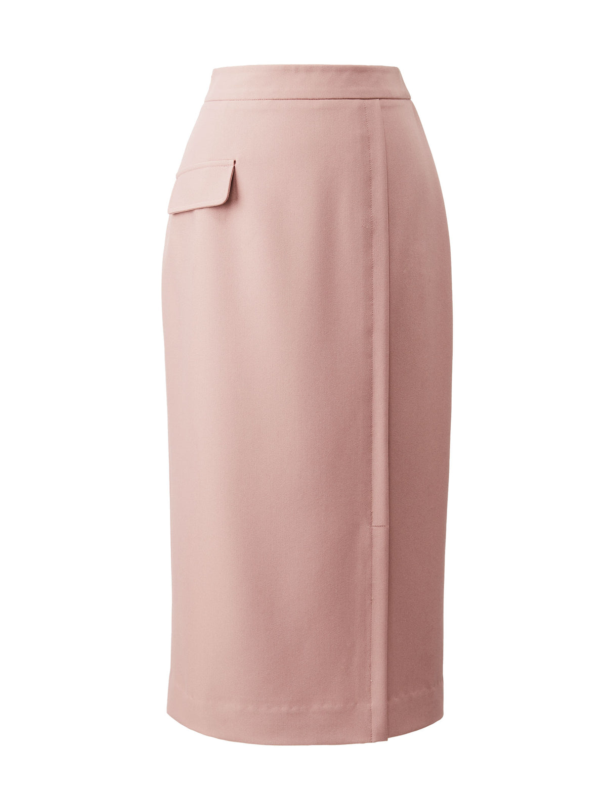 Dusty Pink High-Waisted Pencil Midi Skirt