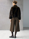 Stand-Collar Contrast-Toggle Cropped Jacket