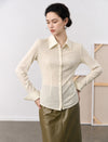 100% Wool Lapel Long Sleeve Button-Down Shirt