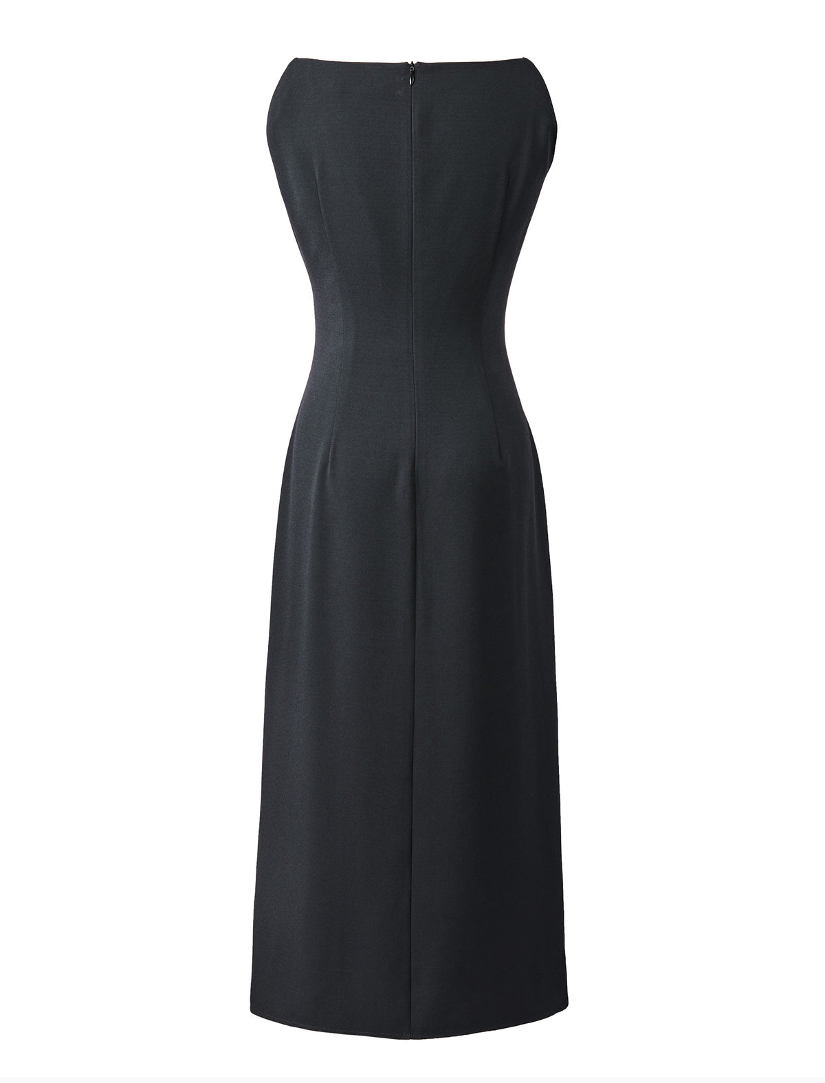 Black Boat Neck Sleeveless Midi Dress