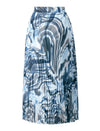 Blue Abstract Print Pleated Midi Skirt