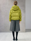 Hooded Drawstring Zip-Front Cropped Puffer Jacket