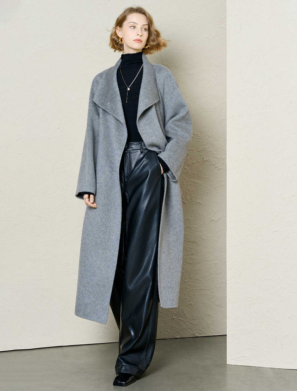 100% Wool Belted Wrap Coat