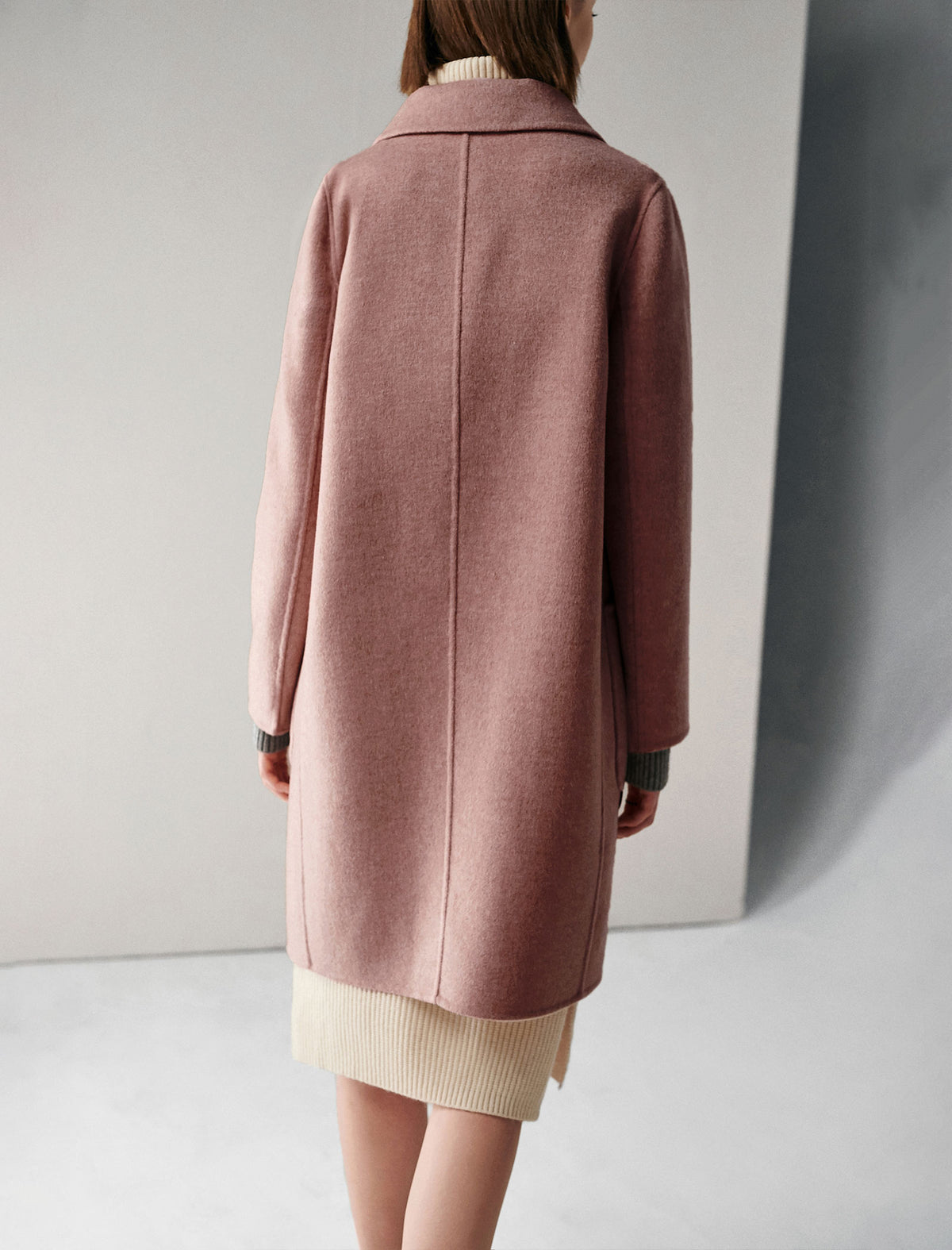 Wool Blend Plaid Square-Neck Drop-Shoulder Coat