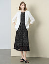 Venetian Nocturne Jacquard Mesh Midi Dress