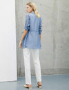 Tencel Light Blue Drawstring Shirt