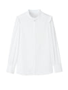 Elegant Ruffled Stand Collar Long-Sleeve Blouse