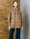 Wool Sleeve Hooded Quilted Down Coat