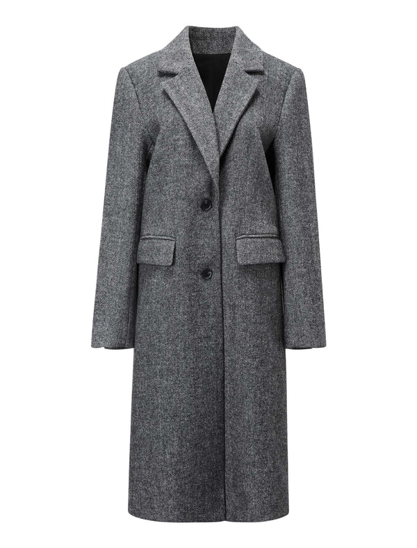 Herringbone Wool-Blend Coat