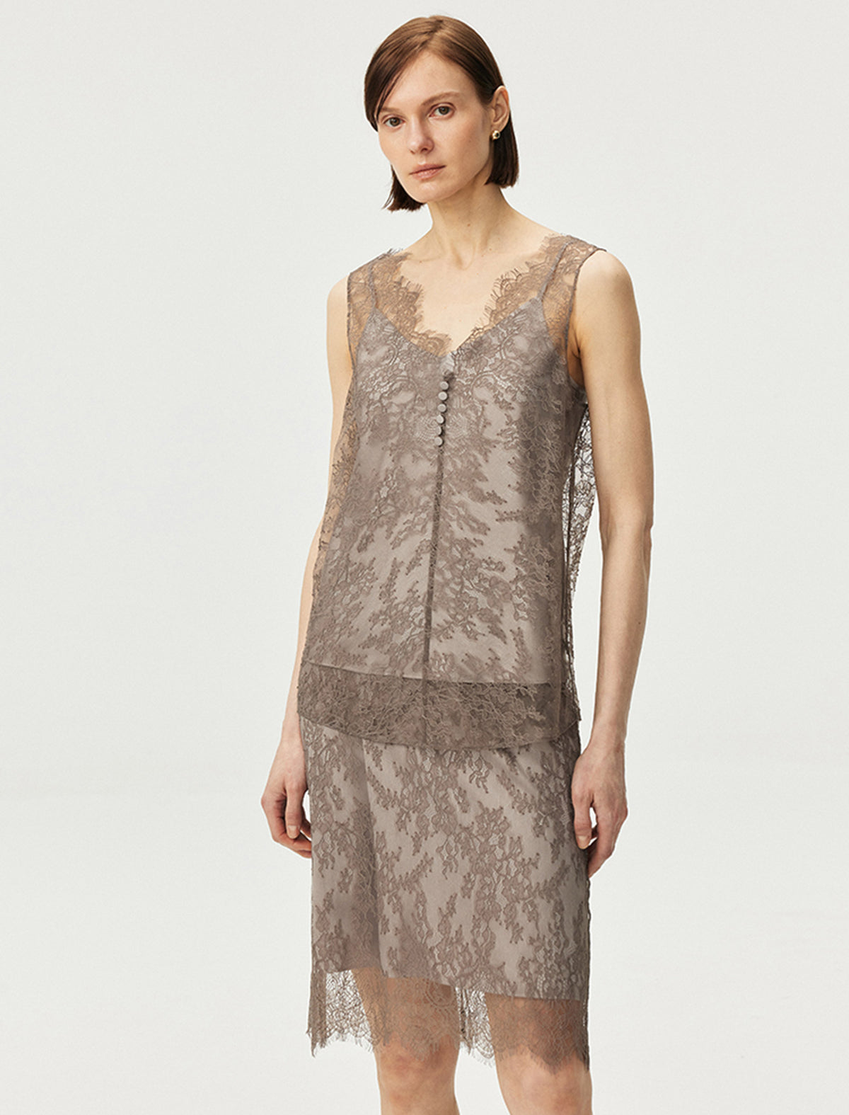 Sheer Lace Midi Skirt