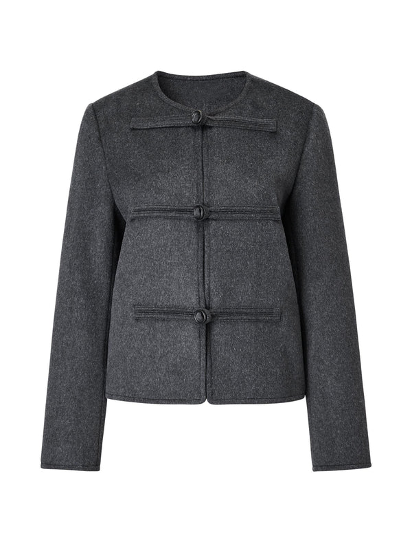 Wool Round Neck Vintage Short Coat
