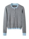 Mock‑Two‑Piece Color‑Block Knit Cardigan