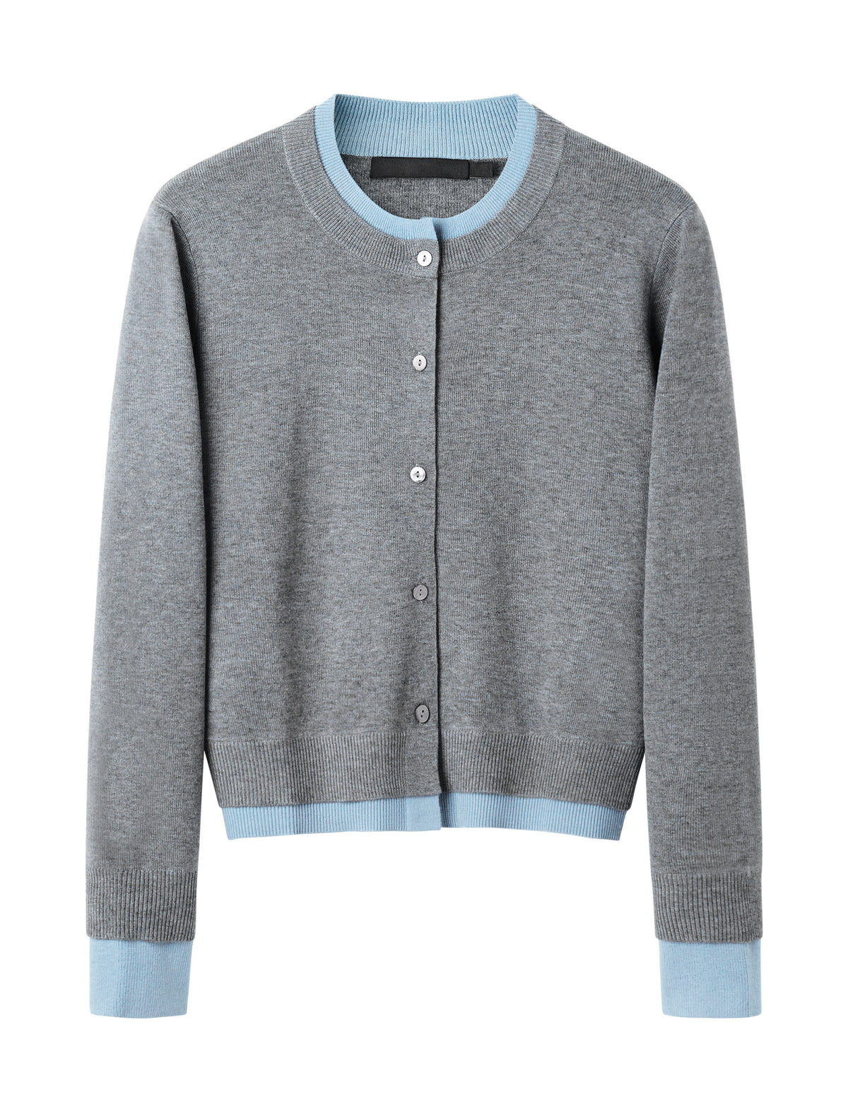 Mock‑Two‑Piece Color‑Block Knit Cardigan