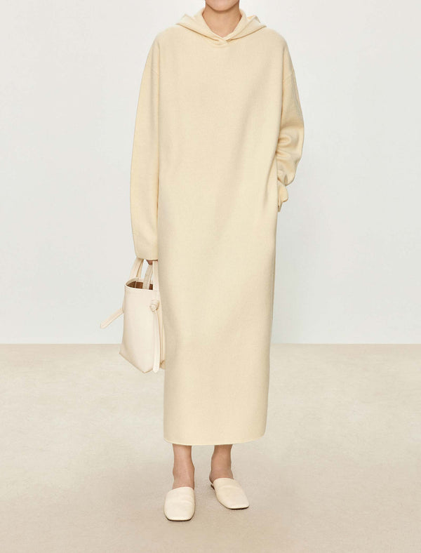 Oversized 100%Wool Hooded Midi Dress