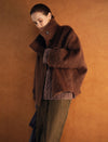 Wool-Cashmere Silk Blend Stand Collar Fuzzy Jacket