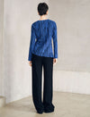 Abstract Diagonal Print Twist Front Long Sleeve Top