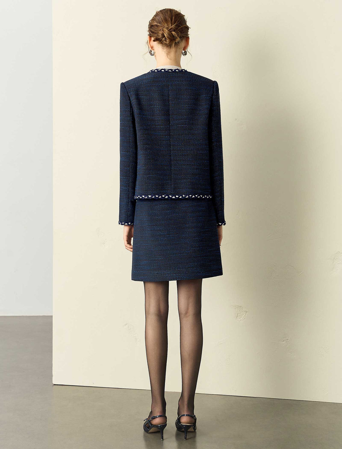 Navy Blue Tweed Jacket