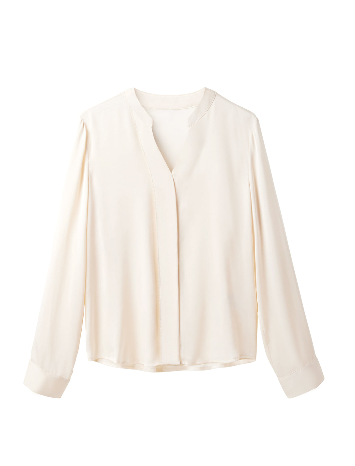 Solid Color V-Neck Long Sleeve Blouse