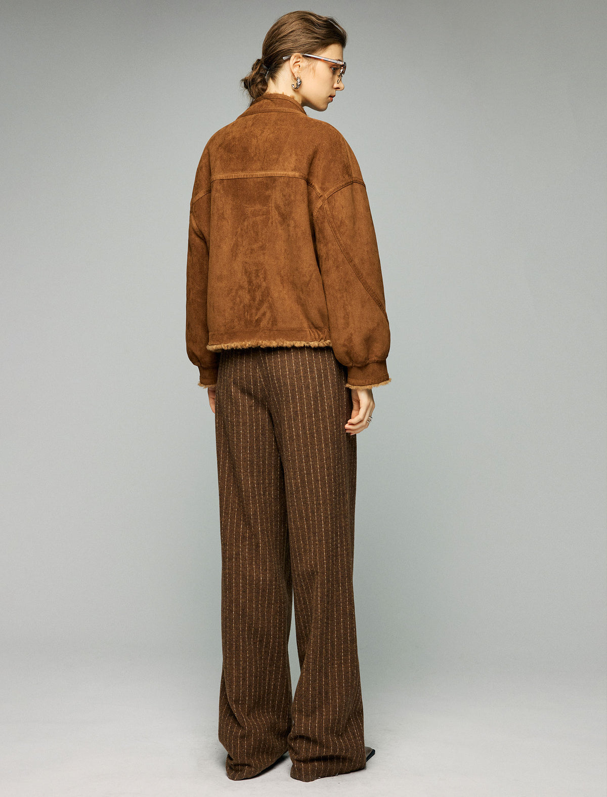 Notched-Lapel Contrast-Trim Button-Front Cropped Jacket