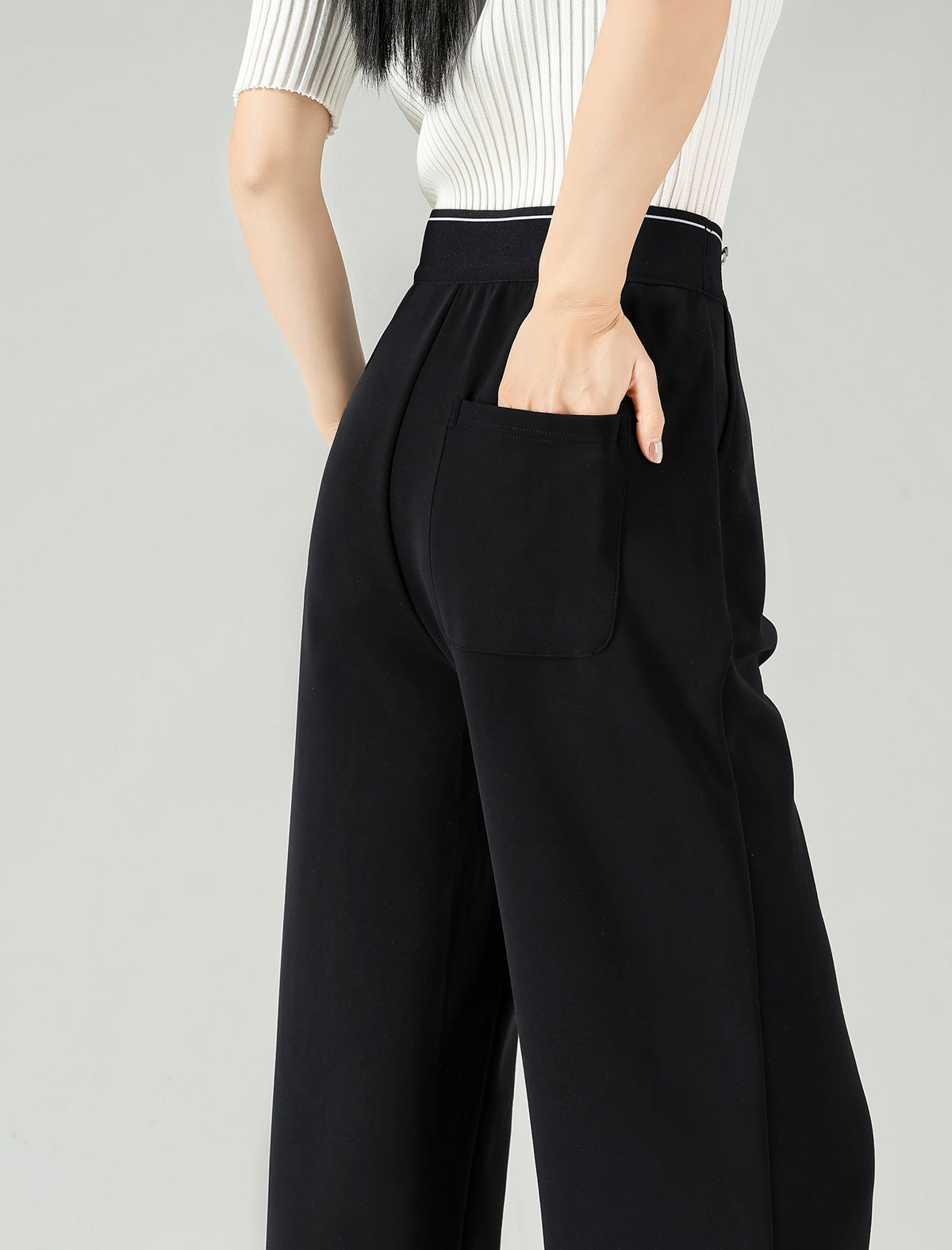 High‑Waist Solid Wide‑Leg Trousers